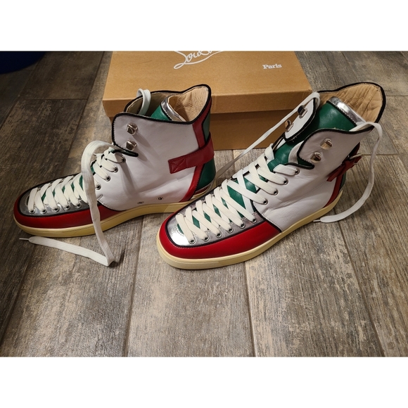 Christian Louboutin Mens Alfie Nappa high top sneakers Size Euro 44, US 10.5 - Picture 5 of 12